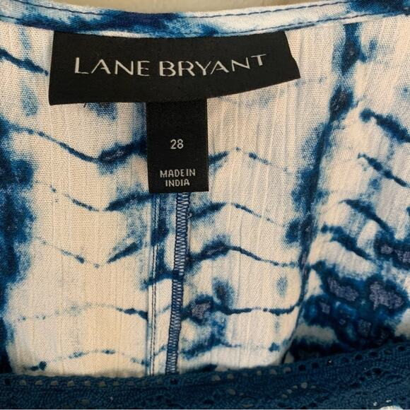 Lane Bryant Square Neck Peplum Top with Crochet Trim tie dye women’s size 28 - Picture 6 of 12